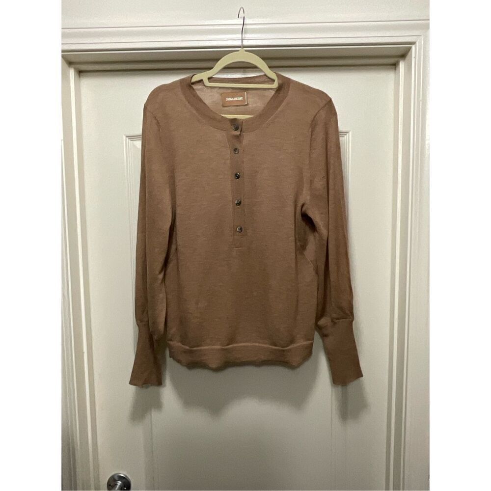 Zadig & Voltaire Monday CP Tan Ultra Light Cashmere Sweater (Size L)